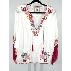 Chasing‎ Unicorns Floral Embroidered Tunic One Size- one of a kind